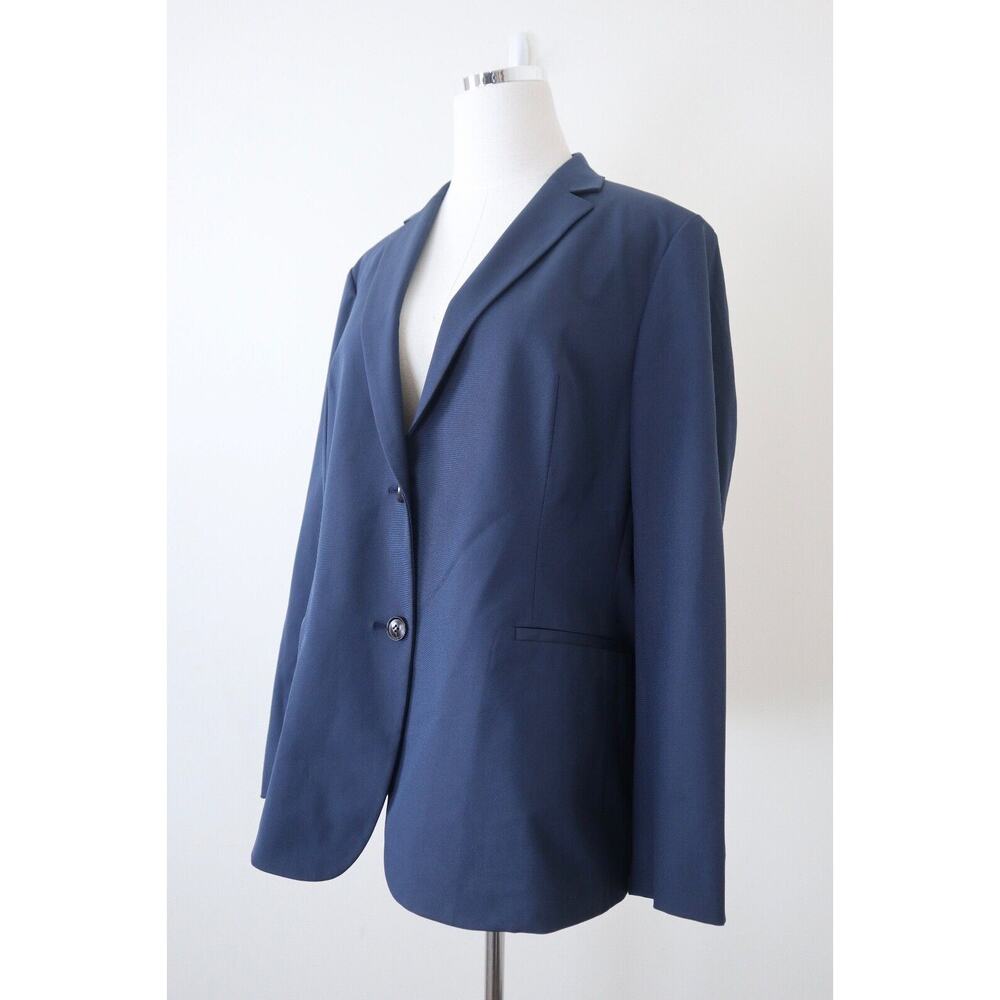 Sene Women's Wool Two Piece Suit Blazer Jacket Pant Set Navy Blue - Picture 2 of 12